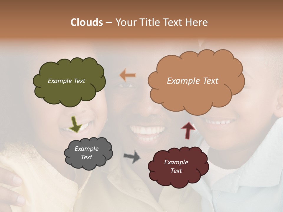 Man And Two Young Children Embracing And Smiling PowerPoint Template