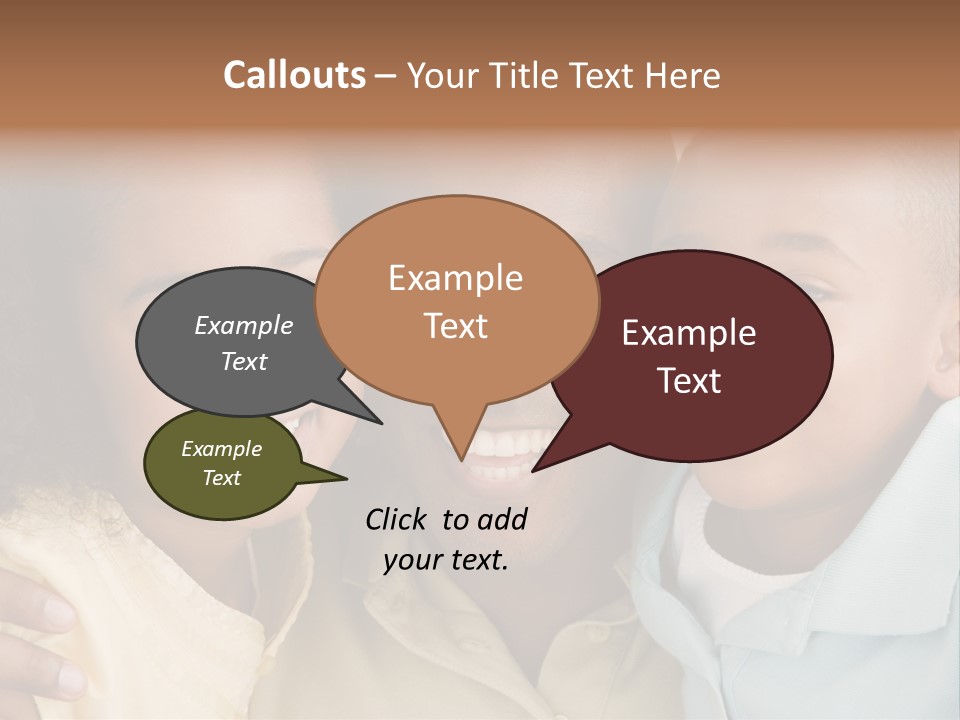 Man And Two Young Children Embracing And Smiling PowerPoint Template