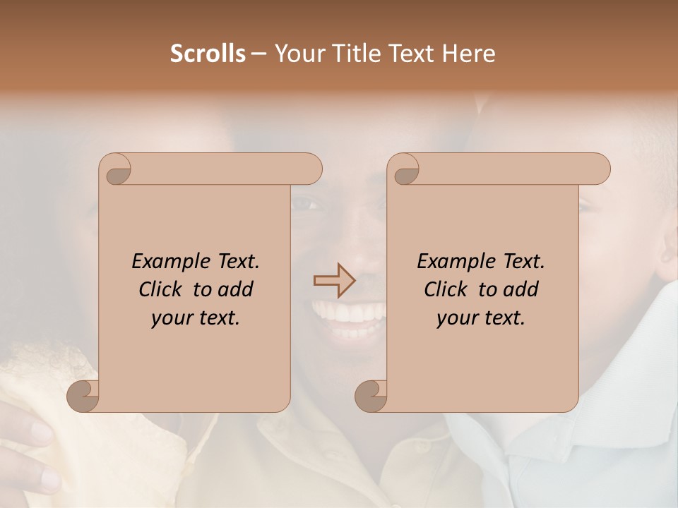 Man And Two Young Children Embracing And Smiling PowerPoint Template