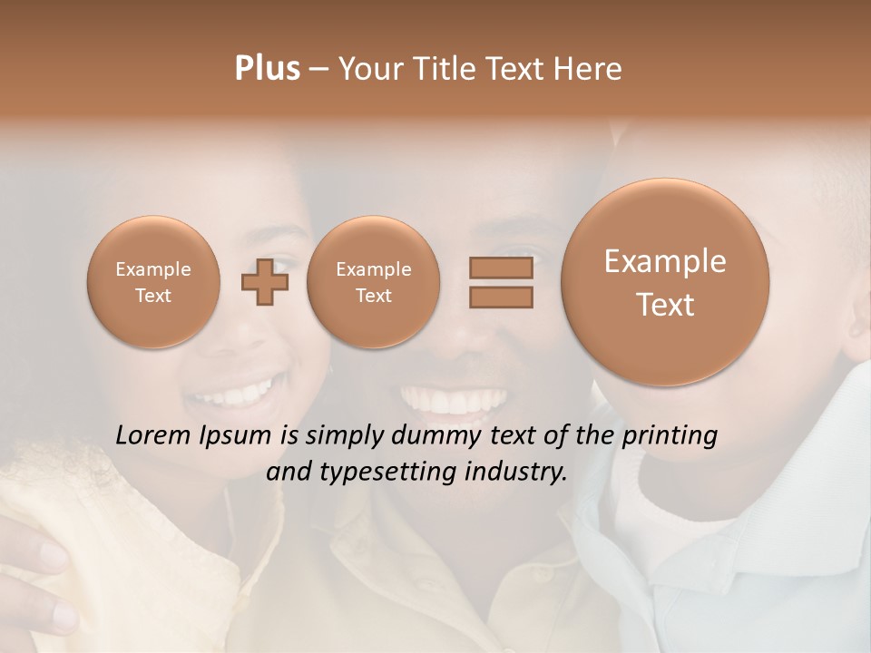 Man And Two Young Children Embracing And Smiling PowerPoint Template