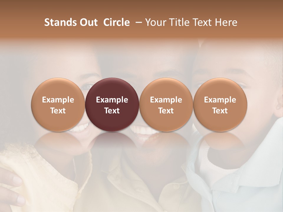 Man And Two Young Children Embracing And Smiling PowerPoint Template