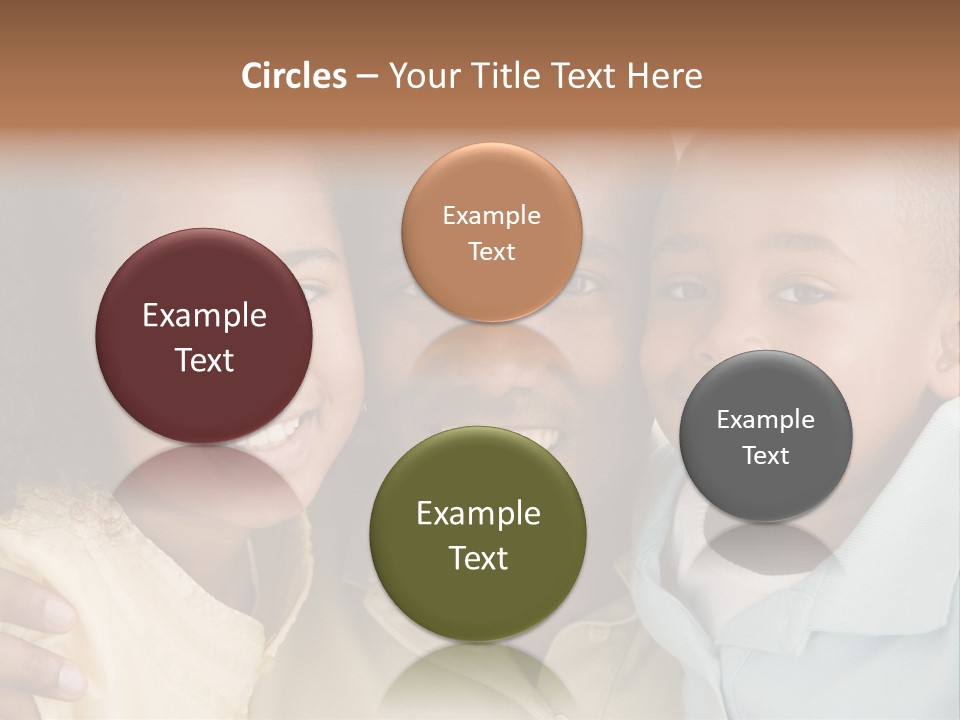 Man And Two Young Children Embracing And Smiling PowerPoint Template