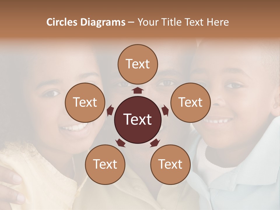 Man And Two Young Children Embracing And Smiling PowerPoint Template