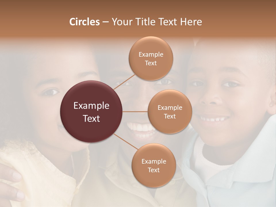 Man And Two Young Children Embracing And Smiling PowerPoint Template