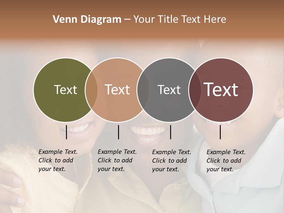 Man And Two Young Children Embracing And Smiling PowerPoint Template