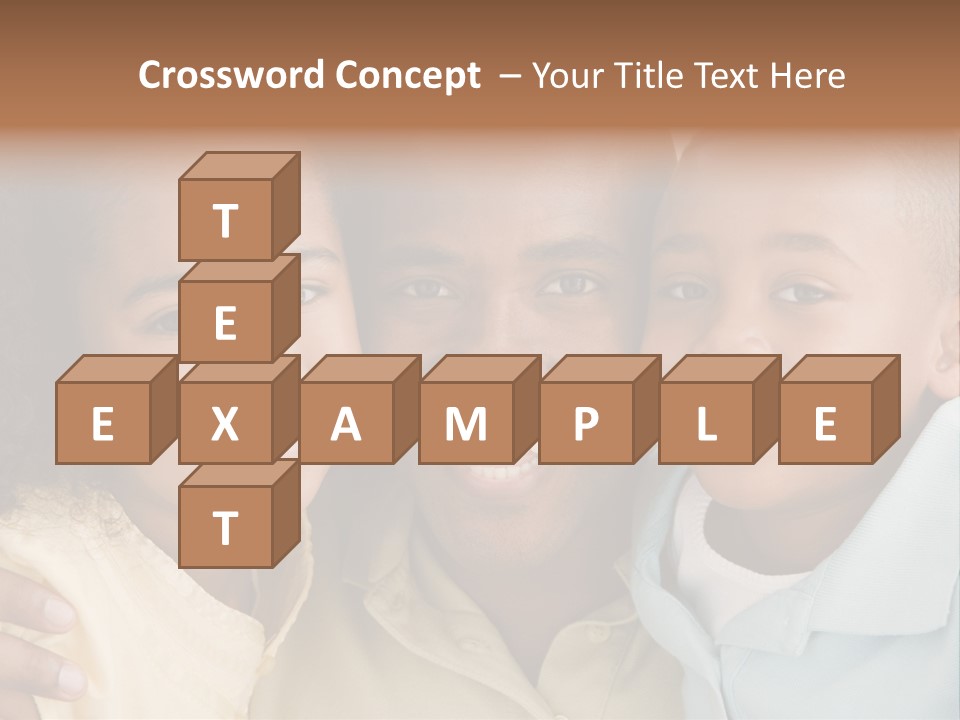 Man And Two Young Children Embracing And Smiling PowerPoint Template