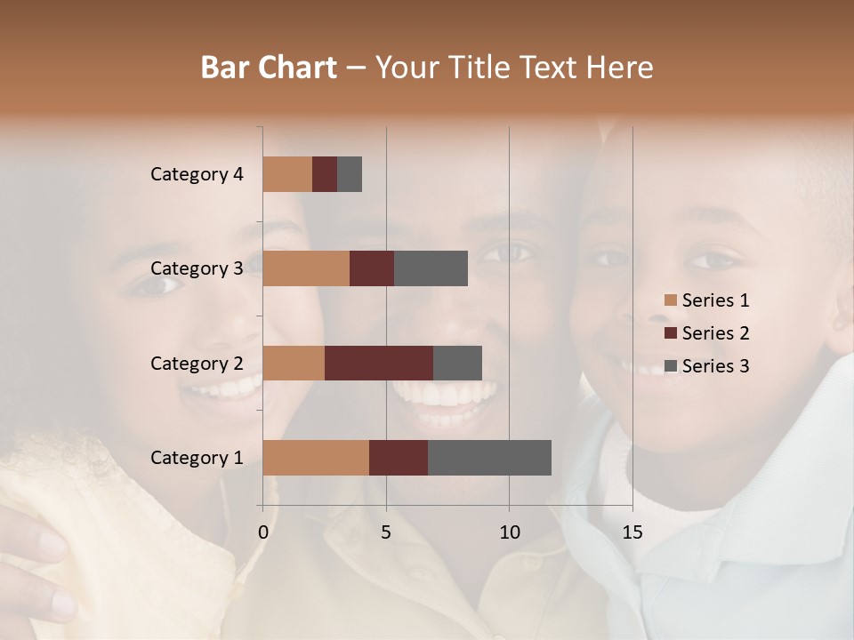Man And Two Young Children Embracing And Smiling PowerPoint Template