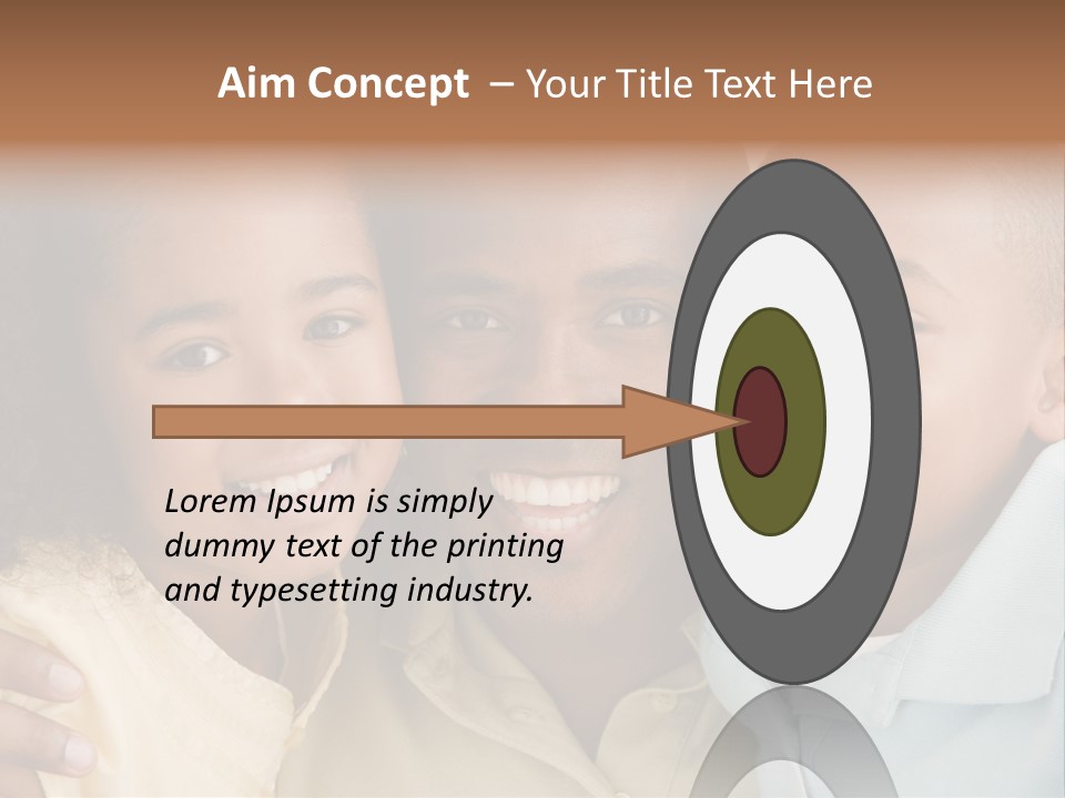 Man And Two Young Children Embracing And Smiling PowerPoint Template