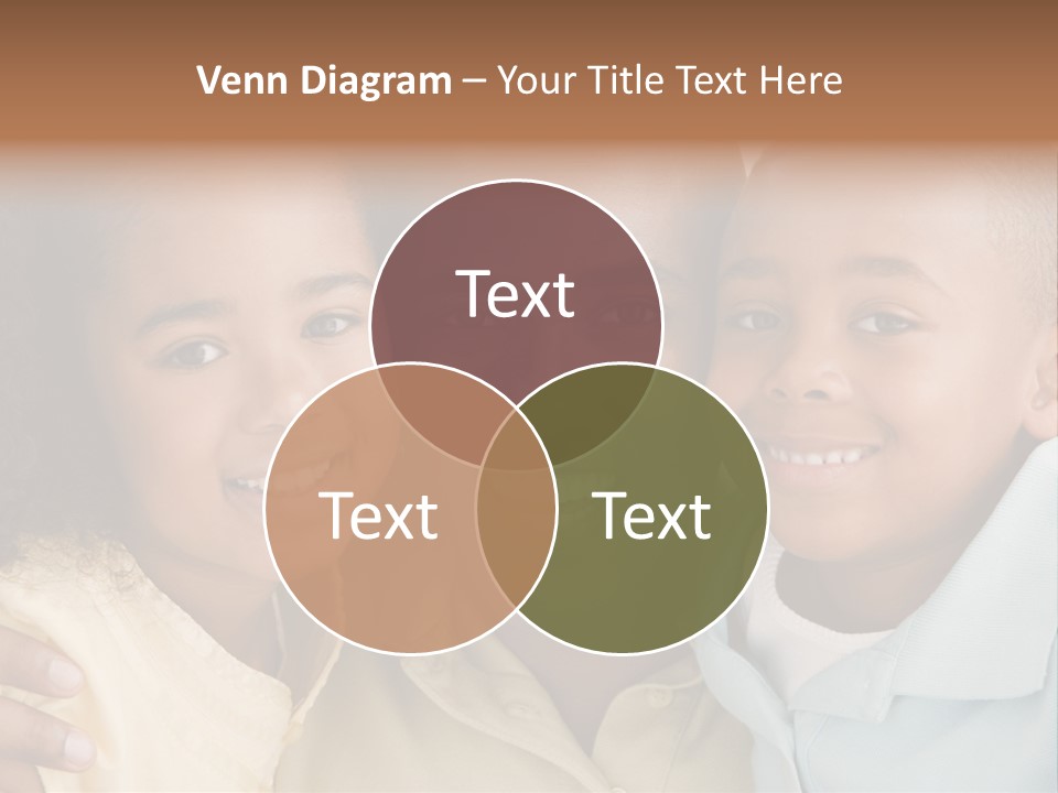 Man And Two Young Children Embracing And Smiling PowerPoint Template