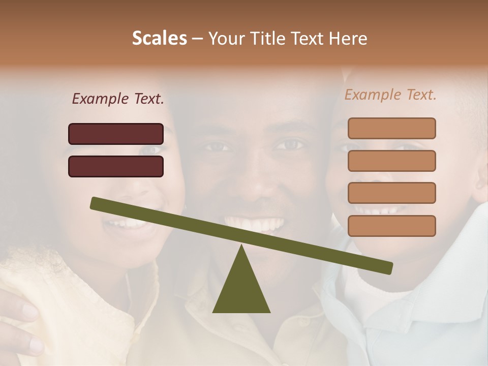 Man And Two Young Children Embracing And Smiling PowerPoint Template