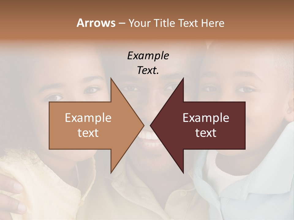 Man And Two Young Children Embracing And Smiling PowerPoint Template