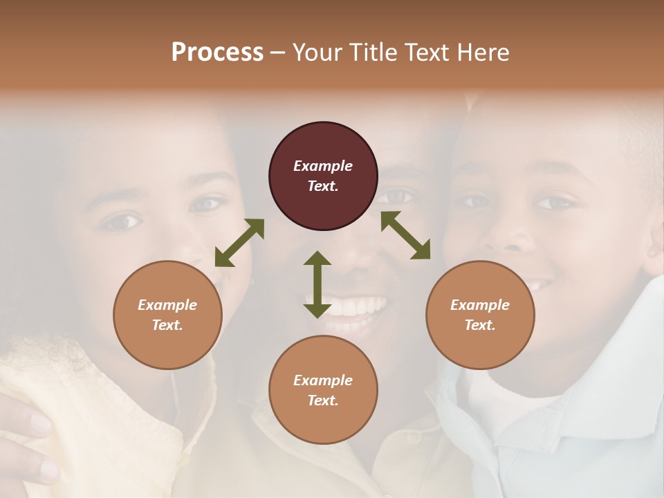 Man And Two Young Children Embracing And Smiling PowerPoint Template
