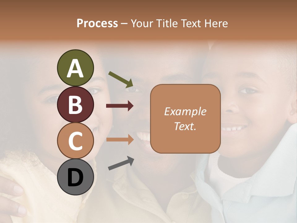 Man And Two Young Children Embracing And Smiling PowerPoint Template