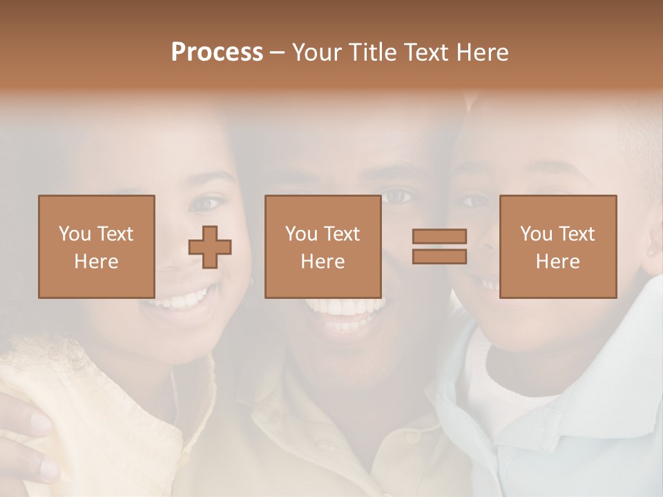 Man And Two Young Children Embracing And Smiling PowerPoint Template
