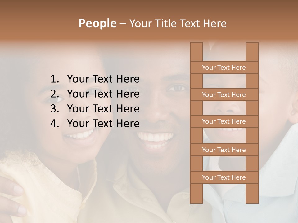 Man And Two Young Children Embracing And Smiling PowerPoint Template