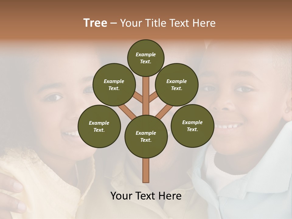 Man And Two Young Children Embracing And Smiling PowerPoint Template