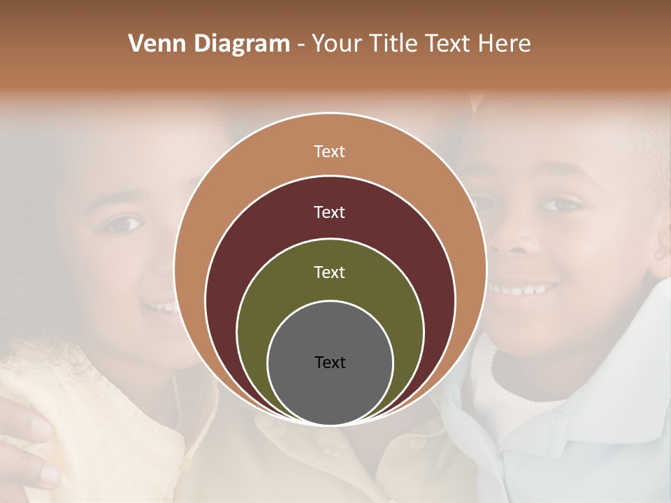 Man And Two Young Children Embracing And Smiling PowerPoint Template