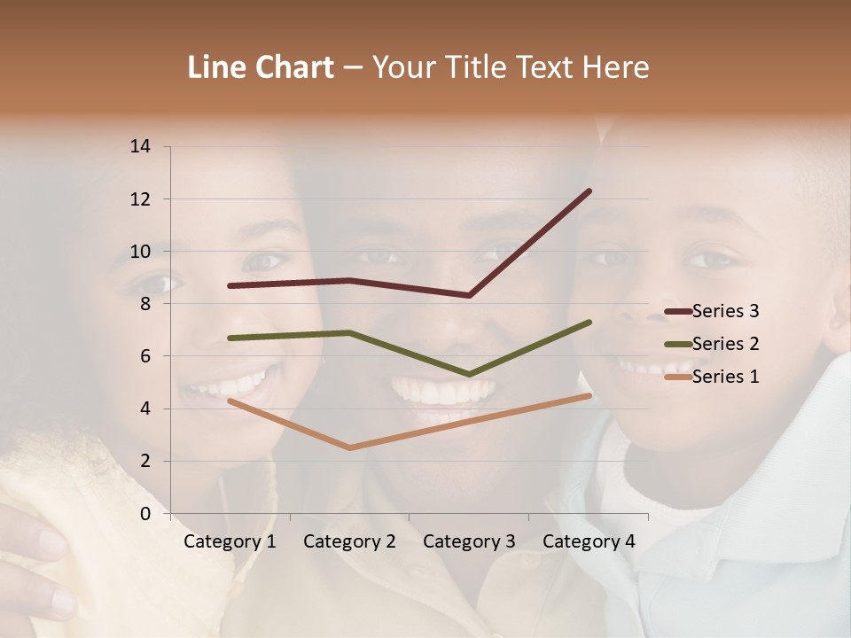 Man And Two Young Children Embracing And Smiling PowerPoint Template