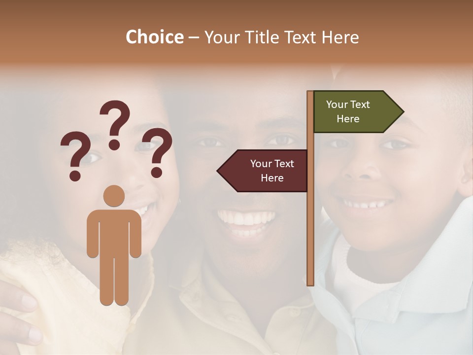 Man And Two Young Children Embracing And Smiling PowerPoint Template