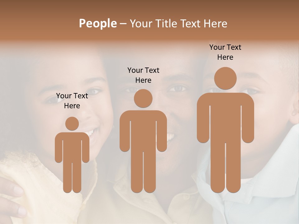 Man And Two Young Children Embracing And Smiling PowerPoint Template