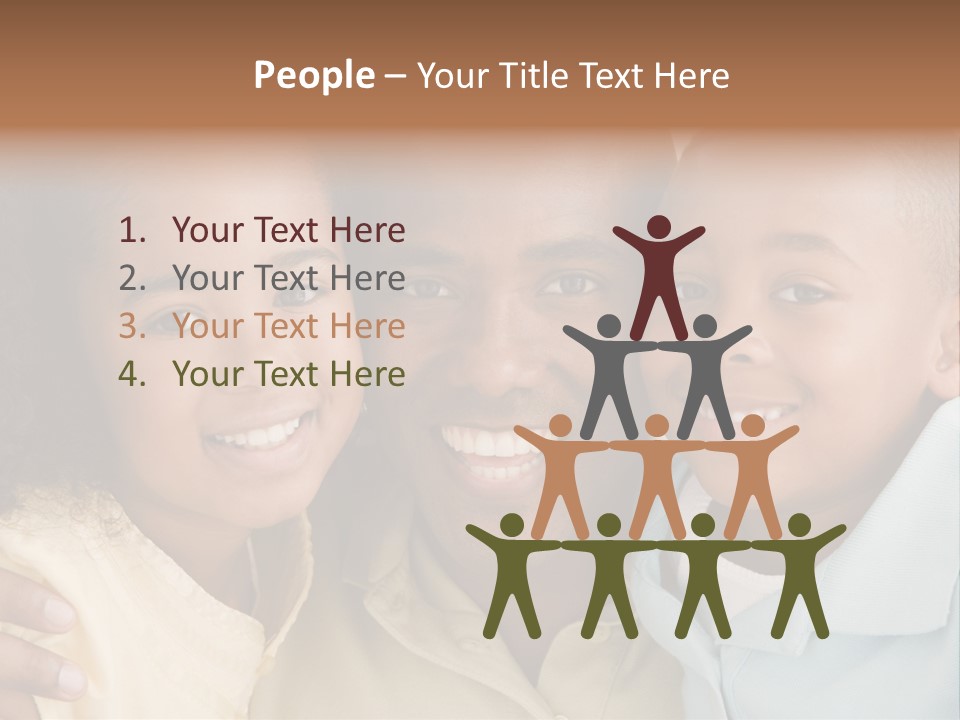 Man And Two Young Children Embracing And Smiling PowerPoint Template