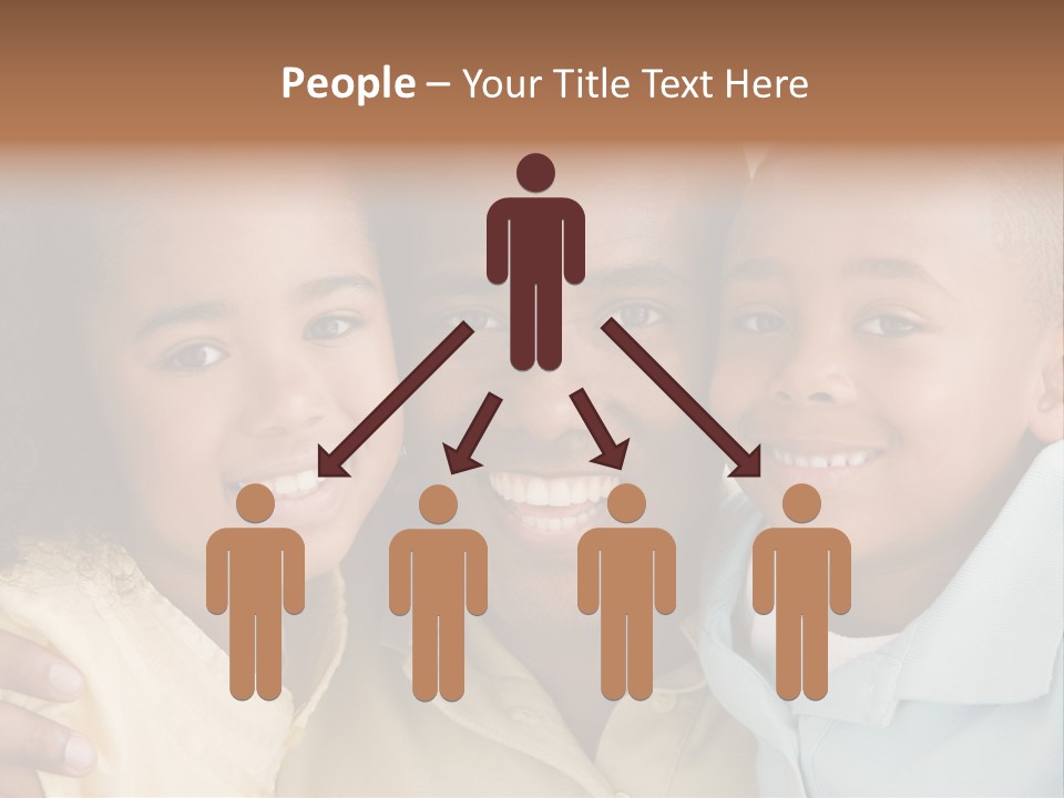 Man And Two Young Children Embracing And Smiling PowerPoint Template