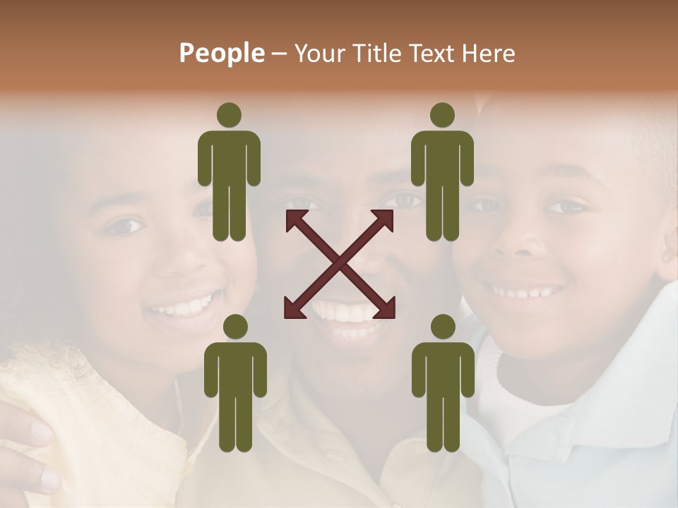Man And Two Young Children Embracing And Smiling PowerPoint Template