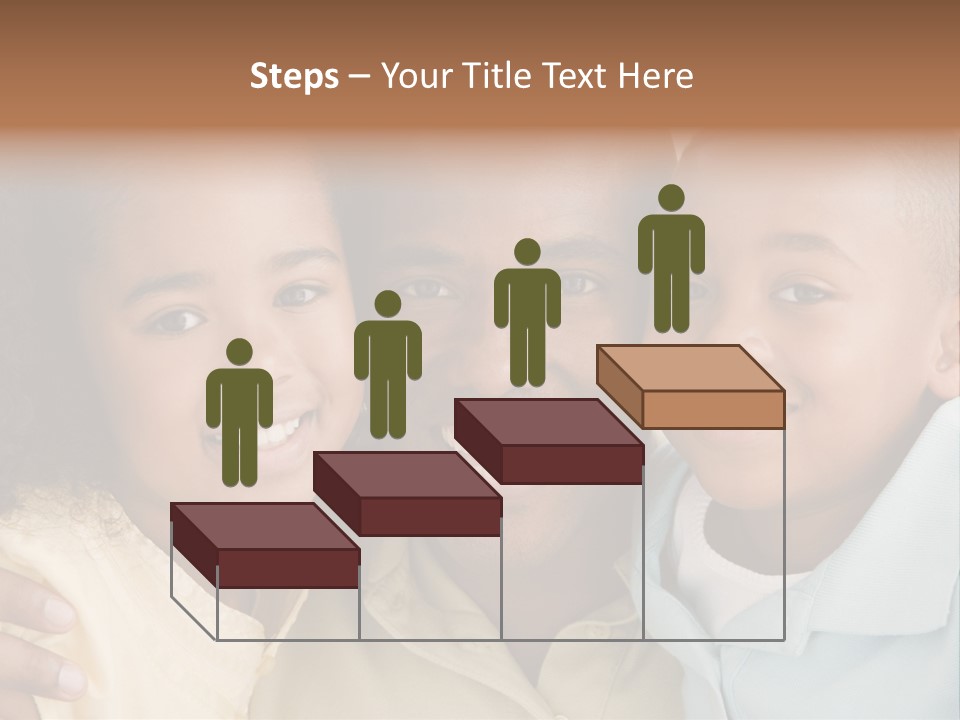 Man And Two Young Children Embracing And Smiling PowerPoint Template