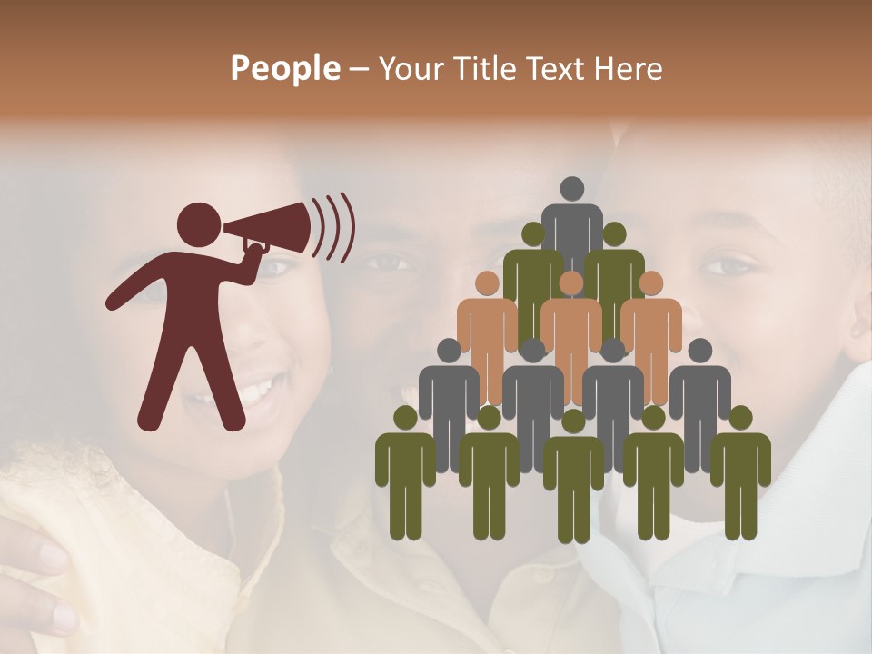 Man And Two Young Children Embracing And Smiling PowerPoint Template