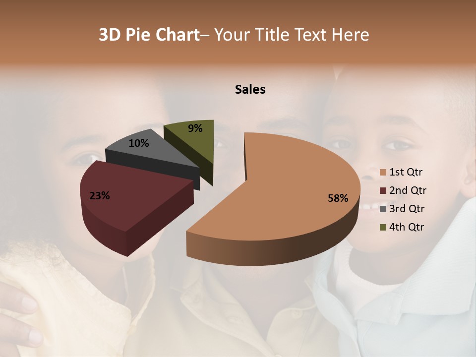 Man And Two Young Children Embracing And Smiling PowerPoint Template
