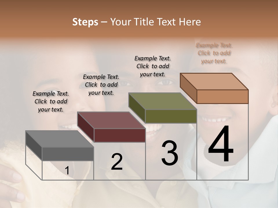 Man And Two Young Children Embracing And Smiling PowerPoint Template