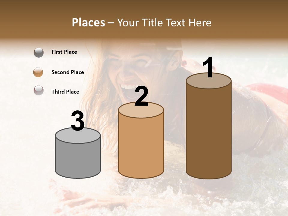 A Woman Is In The Water On A Surfboard PowerPoint Template