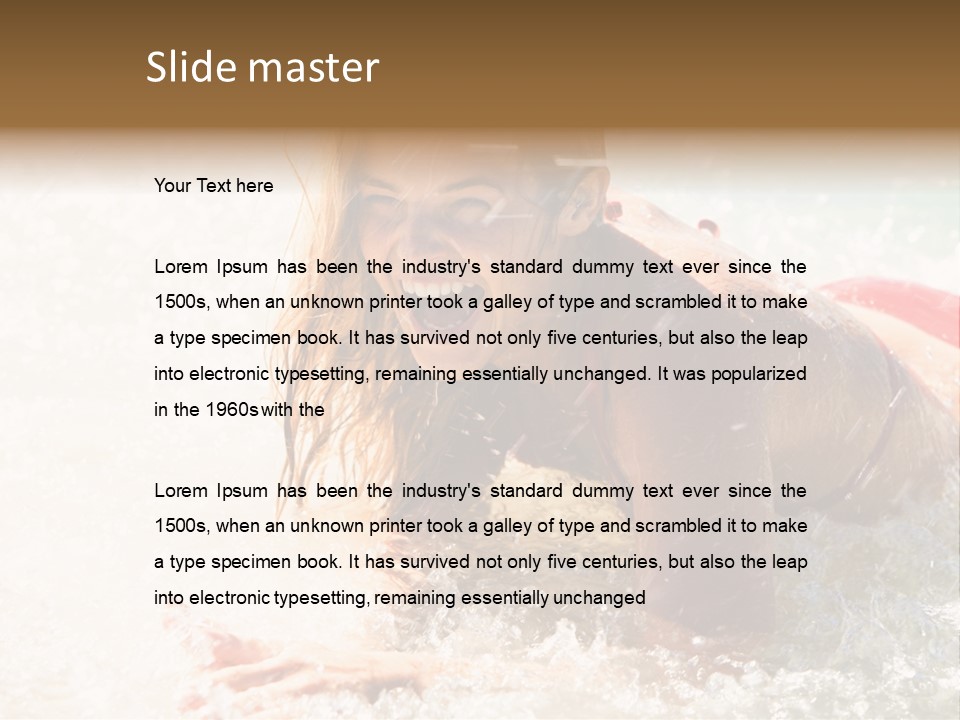 A Woman Is In The Water On A Surfboard PowerPoint Template