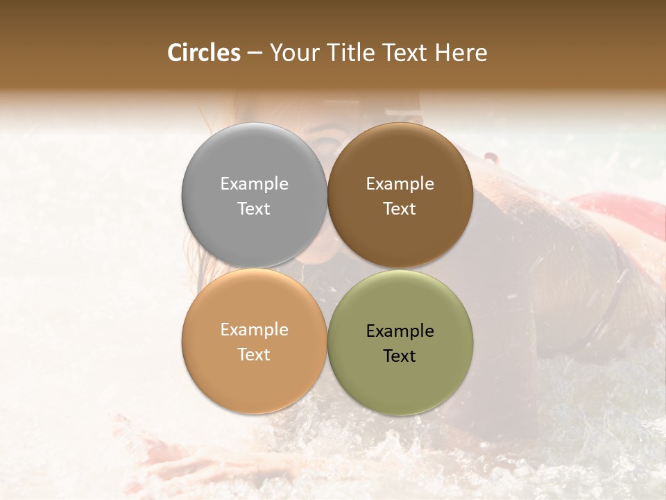 A Woman Is In The Water On A Surfboard PowerPoint Template