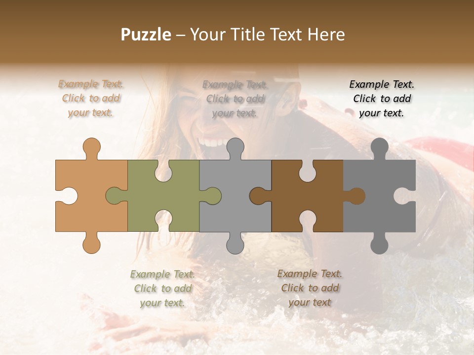 A Woman Is In The Water On A Surfboard PowerPoint Template
