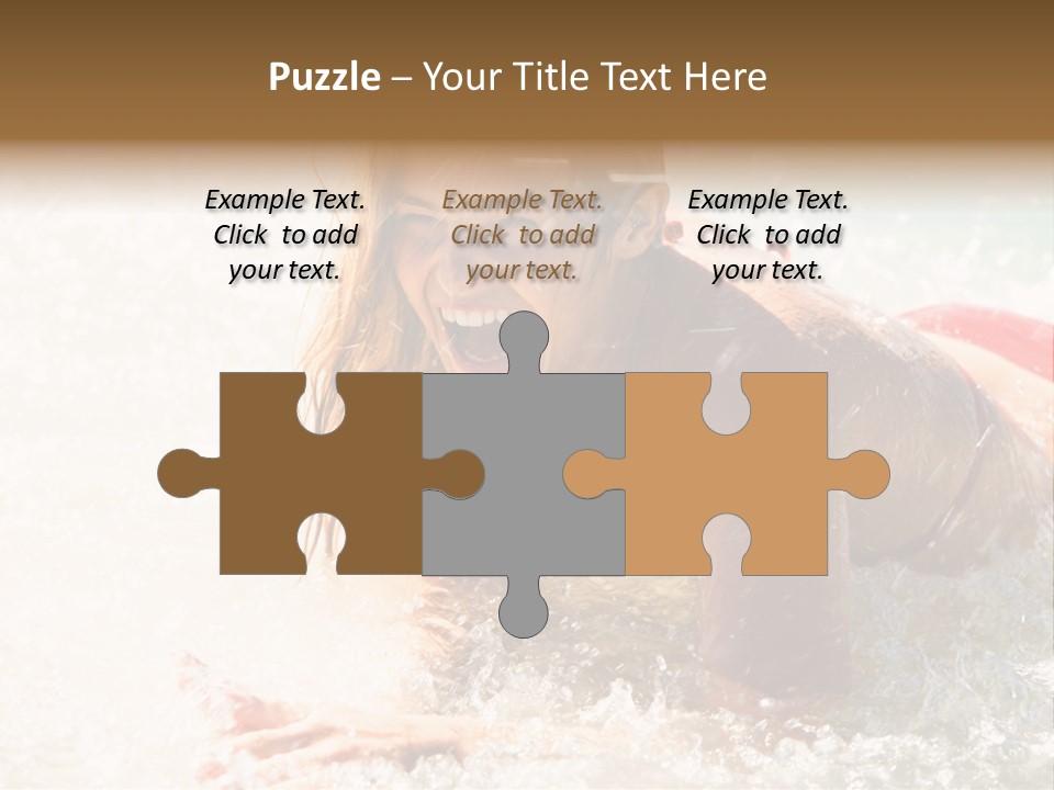 A Woman Is In The Water On A Surfboard PowerPoint Template