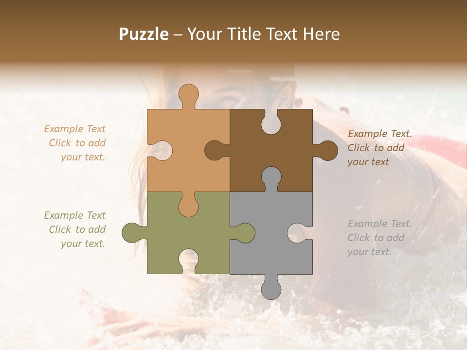 A Woman Is In The Water On A Surfboard PowerPoint Template