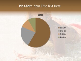 A Woman Is In The Water On A Surfboard PowerPoint Template