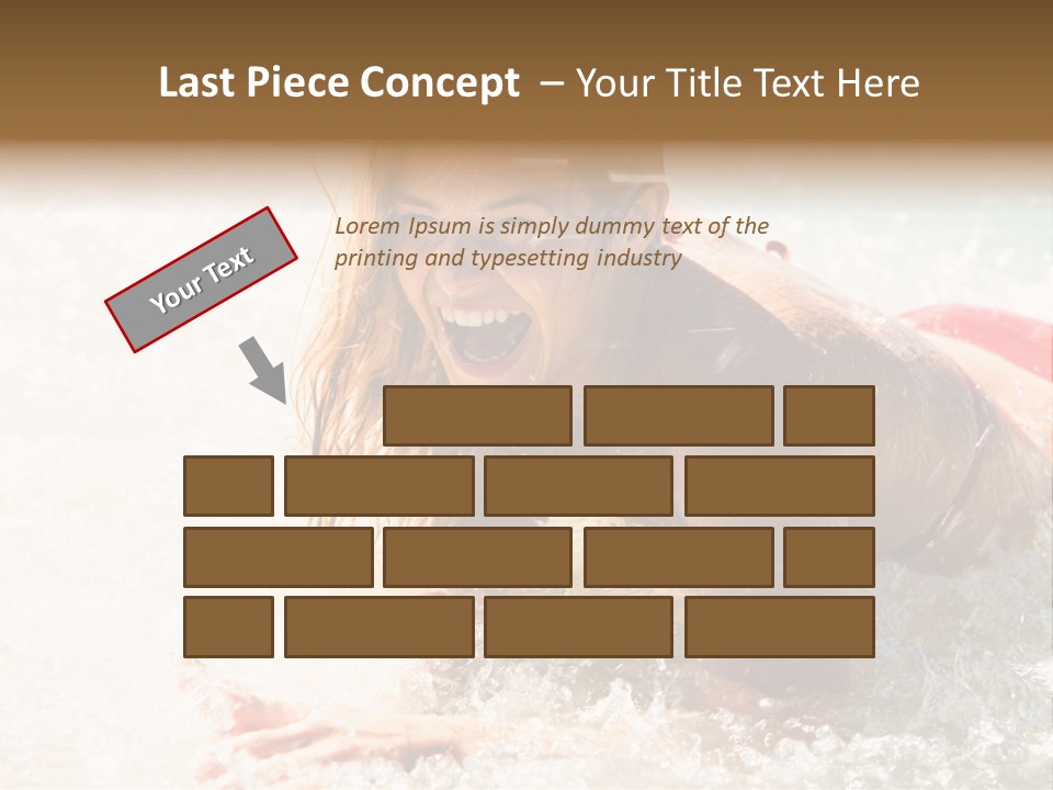A Woman Is In The Water On A Surfboard PowerPoint Template