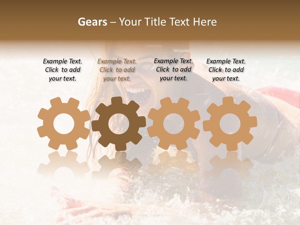 A Woman Is In The Water On A Surfboard PowerPoint Template