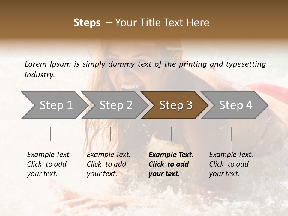 A Woman Is In The Water On A Surfboard PowerPoint Template