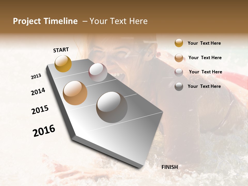 A Woman Is In The Water On A Surfboard PowerPoint Template