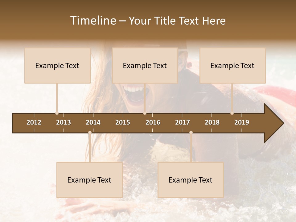 A Woman Is In The Water On A Surfboard PowerPoint Template