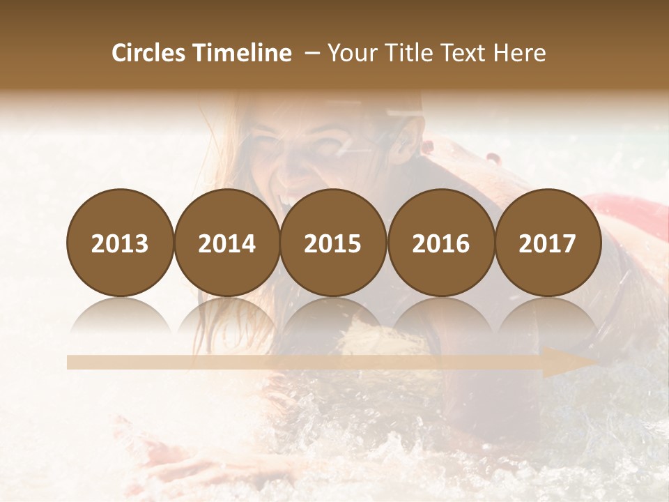 A Woman Is In The Water On A Surfboard PowerPoint Template