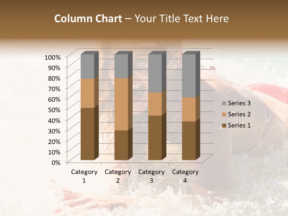A Woman Is In The Water On A Surfboard PowerPoint Template