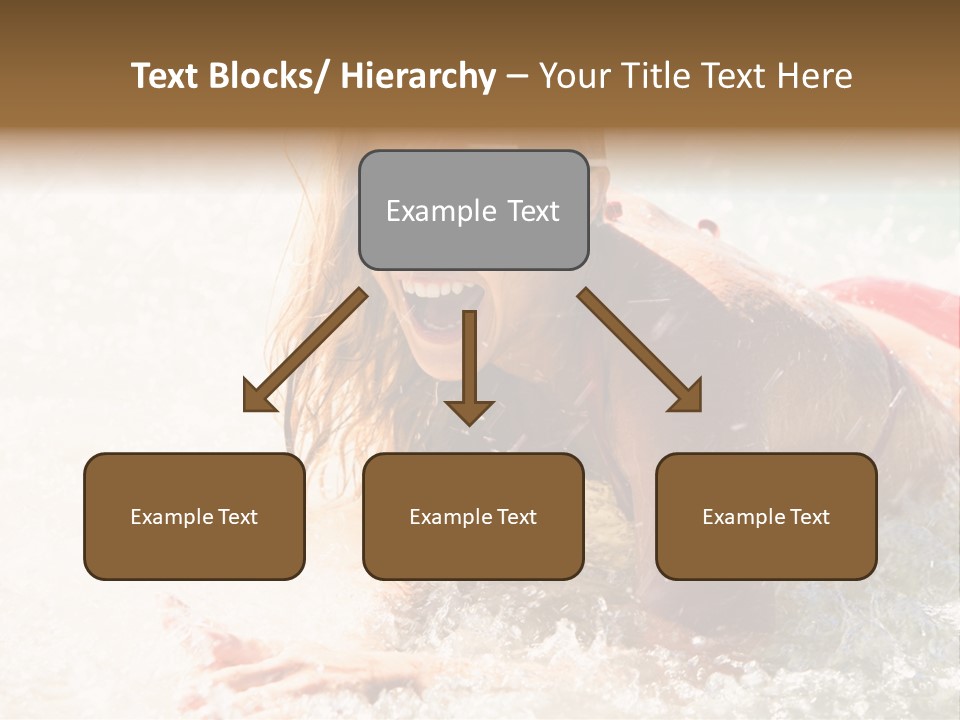 A Woman Is In The Water On A Surfboard PowerPoint Template