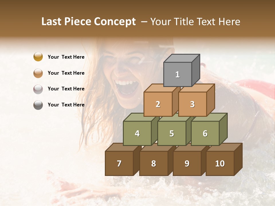 A Woman Is In The Water On A Surfboard PowerPoint Template