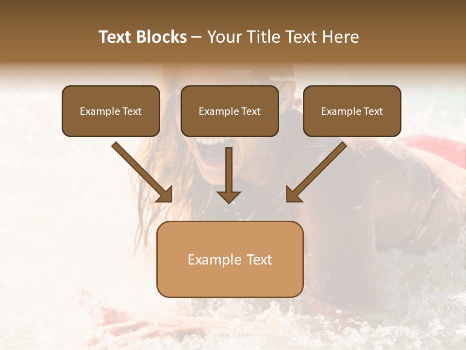 A Woman Is In The Water On A Surfboard PowerPoint Template