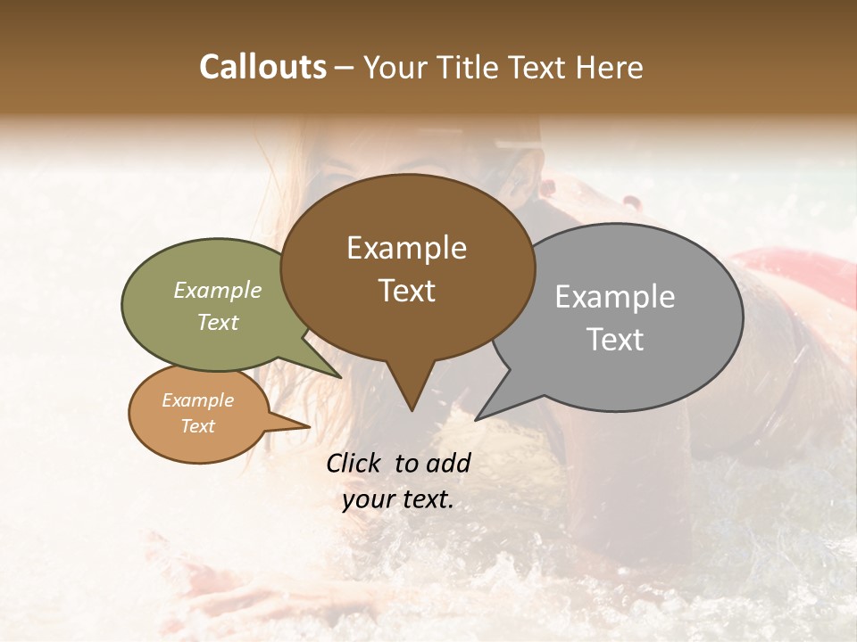 A Woman Is In The Water On A Surfboard PowerPoint Template