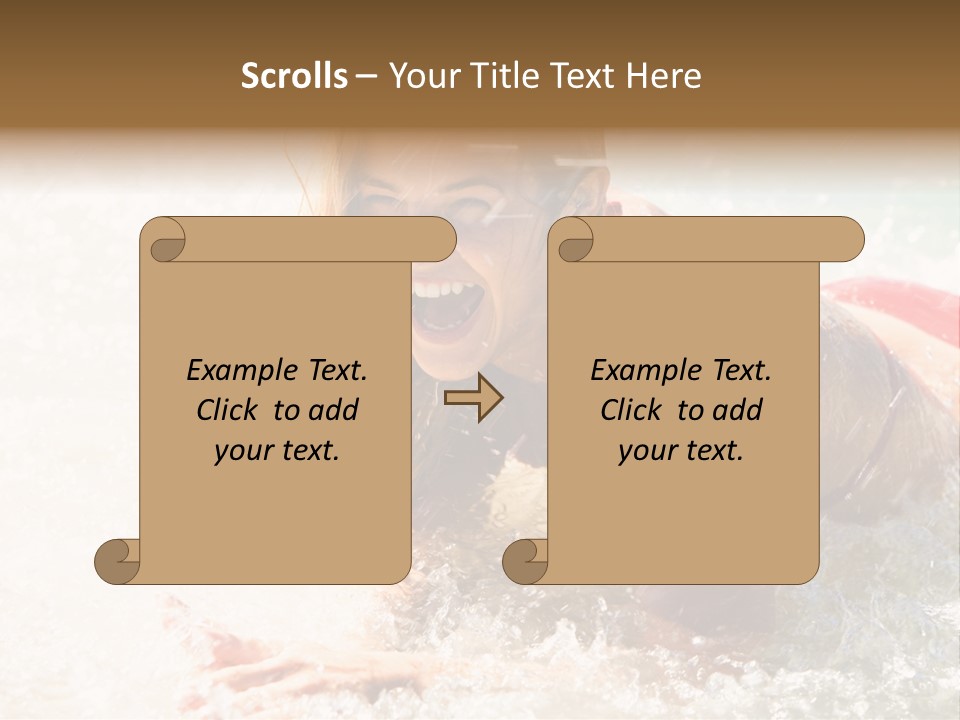 A Woman Is In The Water On A Surfboard PowerPoint Template